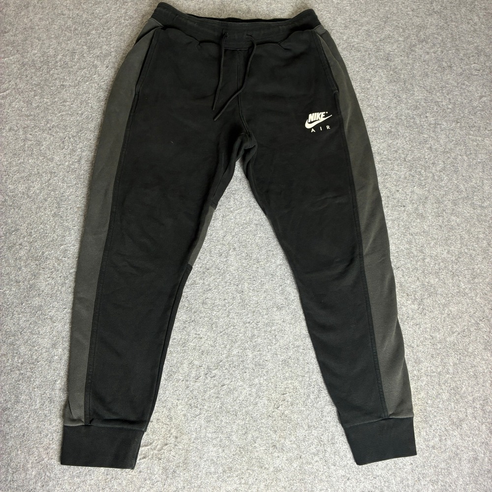Nike Air Mens Medium Joggers Black Grey Colorblock Fleece Sweatpants CJ4830-010